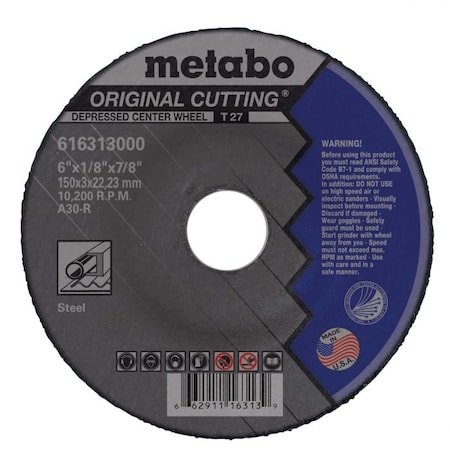 Metabo Original Cutting Type 27 A30R Grinding Wheel 6 x 18 x 78 616313000